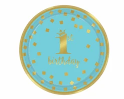 Bordjes 1st Birthday Blauw/Goud (8st)