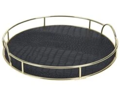 Dienblad Rond Zwart/Goud (30x5cm)