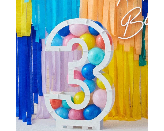 Ballonnen Mozaïek Standaard Cijfer 3 Ginger Ray - Afbeelding 3