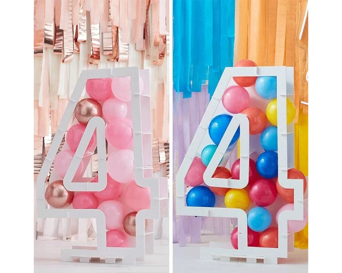 Ballonnen Mozaïek Standaard Cijfer 4 Ginger Ray - Afbeelding 3