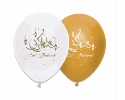 Ballonnen Eid Mubarak Goud & Wit (6st)
