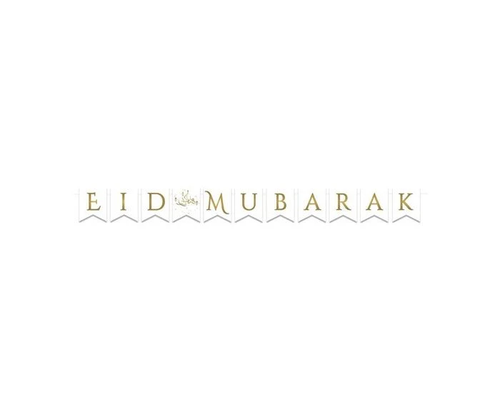 Letterbanner Eid Mubarak Wit/Goud