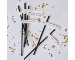 Rietjes Happy Birthday Nude & Zwart Ginger Ray (16st)