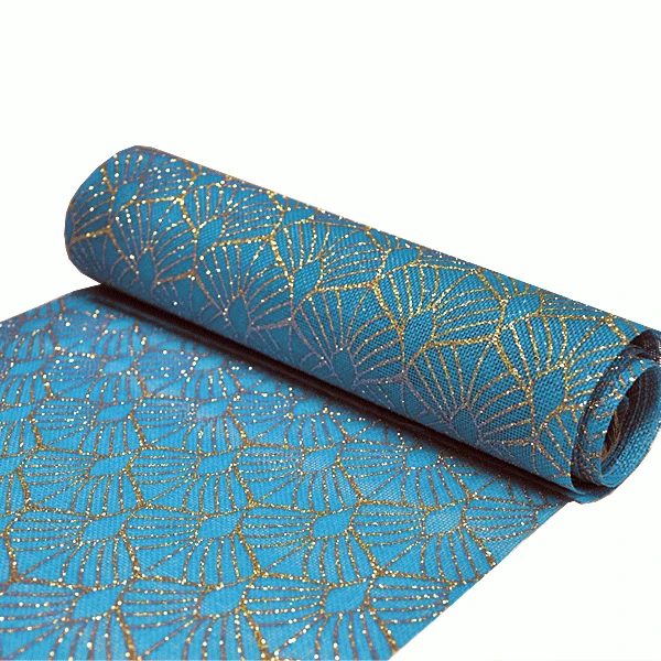 Decoratiestof Leaf Blauw & Goud (28x270cm)