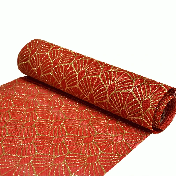 Decoratiestof Leaf Rood & Goud (28x270cm)