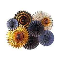 Deco Waaiers Goud & Zwart (8st)