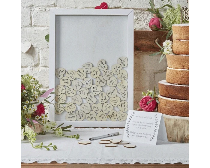 Houten Gastenboek Frame Met Hartjes Ginger Ray