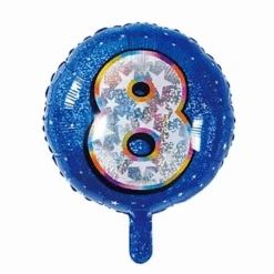 Folieballon Holografisch Cijfer 8 Blauw