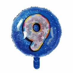 HELIUM Fballon Holografisch Cijfer 9 Blauw (alleen Afhalen)