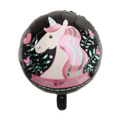 Folieballon Unicorn Happy Birthday Zwart