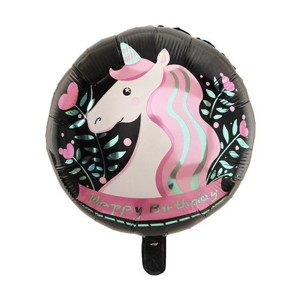 Folieballon Unicorn Happy Birthday Zwart 3 Folieballon Unicorn Happy Birthday Zwart