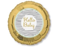 Folieballon Hello Baby Goud (43cm)