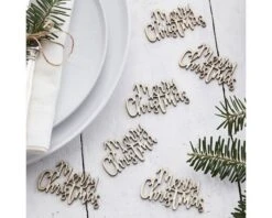 Tafelconfetti Merry Christmas Hout Ginger Ray (20st)