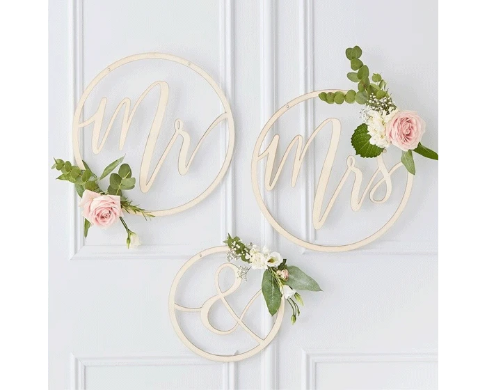* Houten Decoratieringen Mr & Mrs Ginger Ray