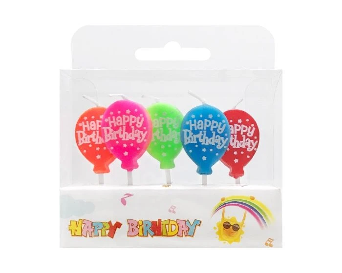 Kaarsjes Ballonnen Happy Birthday (5st) - Afbeelding 2
