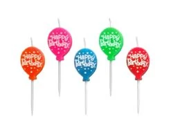 Kaarsjes Ballonnen Happy Birthday (5st)