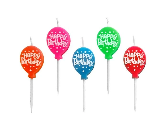 Kaarsjes Ballonnen Happy Birthday (5st)