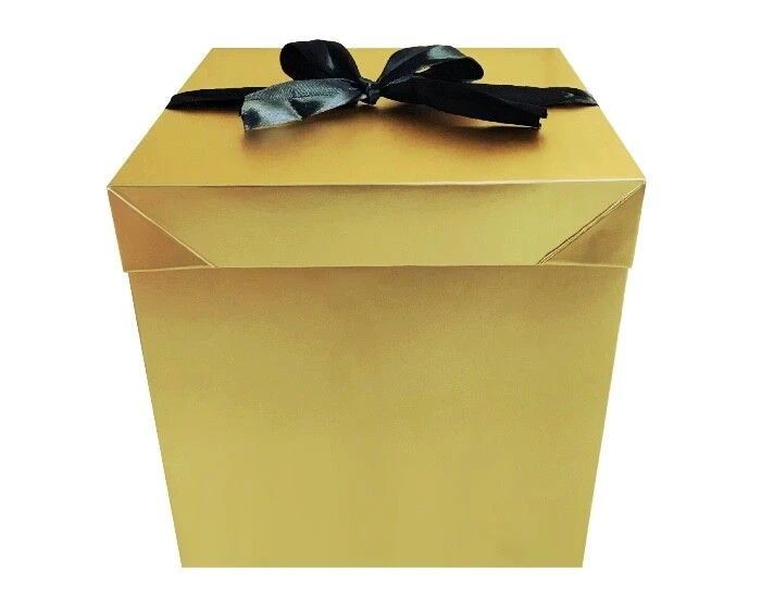 Cadeaudoos Goud + Zwarte Strik 22cm 5 Cadeaudoos Goud + Zwarte Strik 22cm - Afbeelding 3