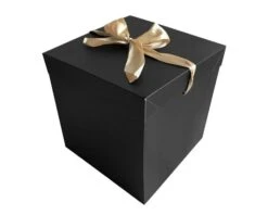 Cadeaudoos Zwart + Gouden Strik 15cm