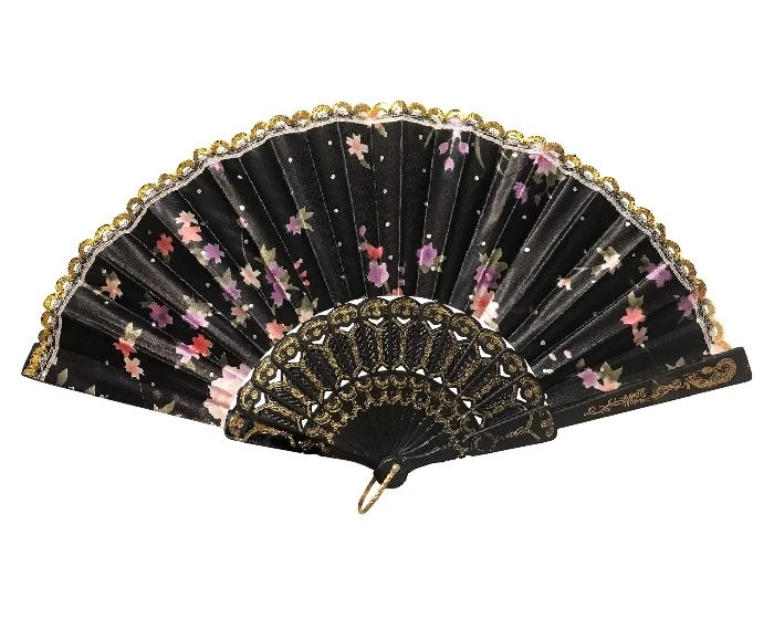 Waaier Bloemen Zwart