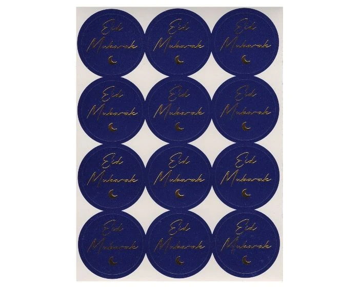Stickers Eid Mubarak Blauw/Goud (24st) - Afbeelding 2