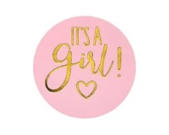 Stickers It's A Girl! Roze/Goud (24st)