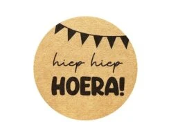 Stickers Hiep Hiep Hoera! Bruin/Zwart (24st)