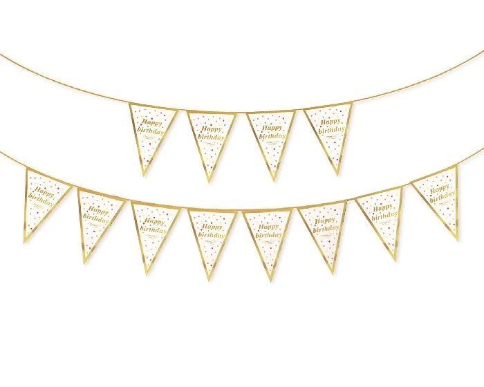 Papieren Vlaggenlijn Happy Birthday Confetti