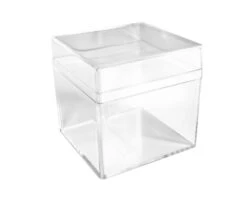 Plastic Vierkant Doosje Met Deksel (12st)