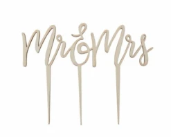 * Houten Taarttopper Mr & Mrs Ginger Ray