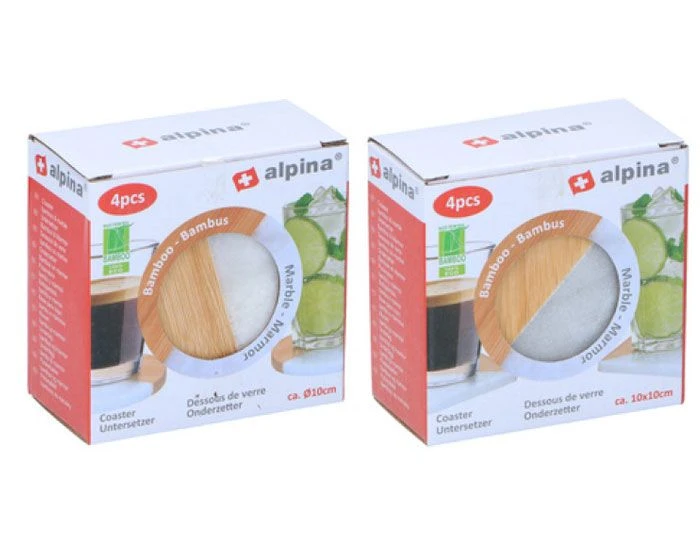 Onderzetter Marmer & Bamboe Rond (4st) - Afbeelding 2