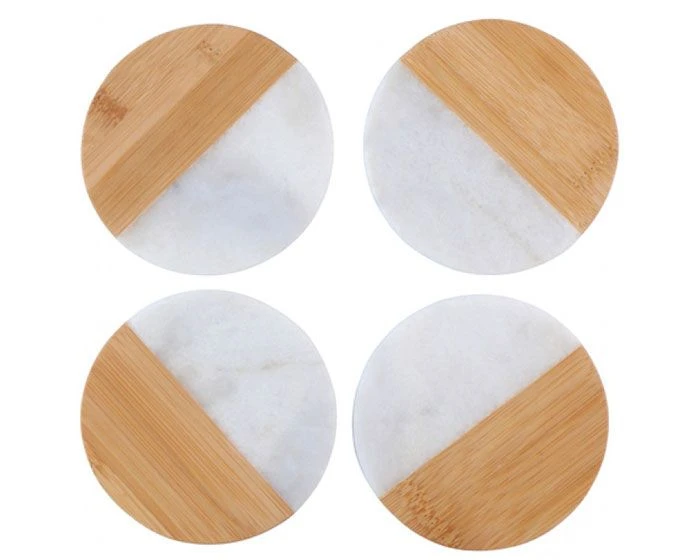Onderzetter Marmer & Bamboe Rond (4st)