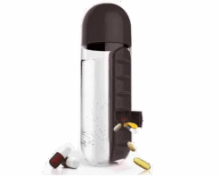 Waterfles Met Pillendoos Zwart