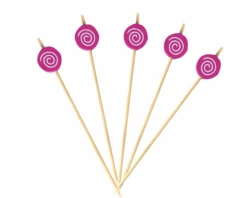Cocktailprikkers Candy Swirl Hout Roze (24st)