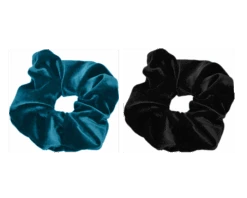 Scrunchie Haarelastiek Turquoise & Zwart (2st)