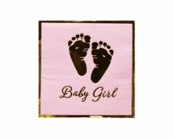 Servetten Baby Girl Voetjes Roze/Goud (20st)