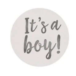 Stickers Rond It's A Boy! Zilver (24st)