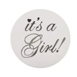Stickers Rond It's A Girl! Zilver (24st)