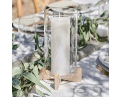 Glazen Kandelaar Met Houten Standaard Ginger Ray