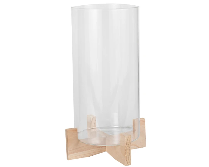 Glazen Kandelaar Met Houten Standaard Ginger Ray - Afbeelding 2