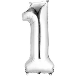 Folieballon 1 Zilver XL